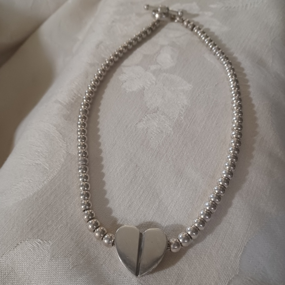 Barry Kieselstein-Cord Sterling Silver Beaded Heart Toggle Necklace
